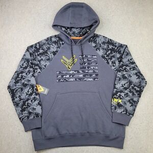 HAWX Work Gear Hoodie‎ Mens L Gray Camo Water Repellent Pullover NEW